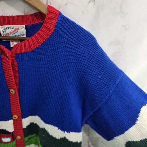 Vintage Sweater Mens Large Womens XL Cardigan Golf Golfing Peru Cotton Salsa - Picture 11 of 12